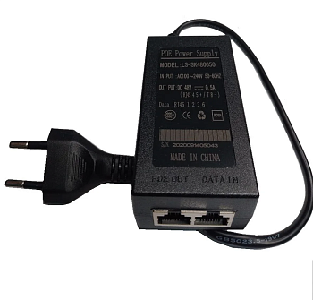 PoE инжектор 48В 500mА вход-выход: RJ-45