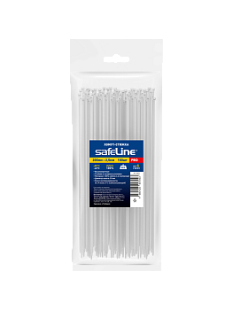 Хомут-стяжка кабельная нейлоновая Safeline 2.5x200-W-100 белая (100 шт.)