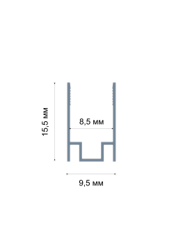 Профиль, накладной, п-образный, световая линия 9 мм, L=2 м, серебро (10x16)
